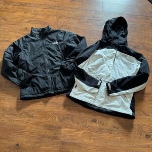 North Face Jacket Womens Large White Black HyVent Goose Down Coat 2 in 1 Set